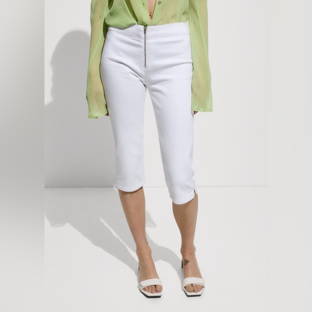 Mango White slim fit Capri jeans with zip NWT